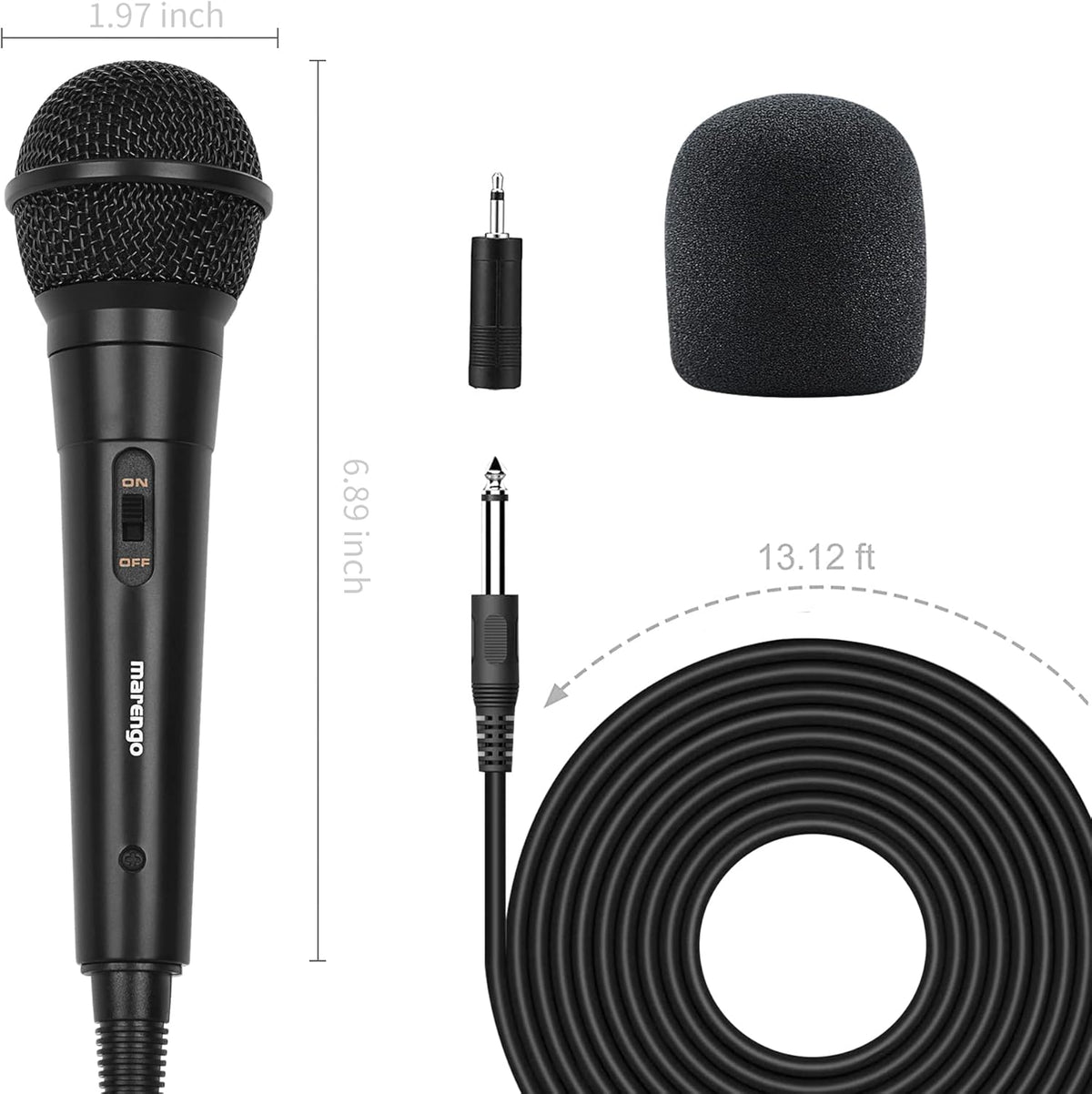 Handheld Wired Microphone, Cardioid Dynamic Vocal Mic with 13Ft Cable and On/Off Switch, Ideally Suited for Speakers, Karaoke Singing Machine, Amp, Mixer