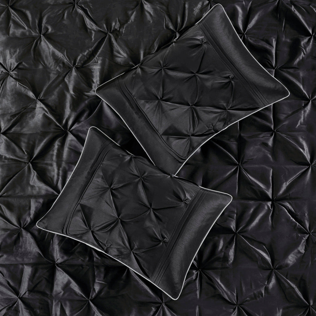 7 Piece Tufted Comforter Set Black King