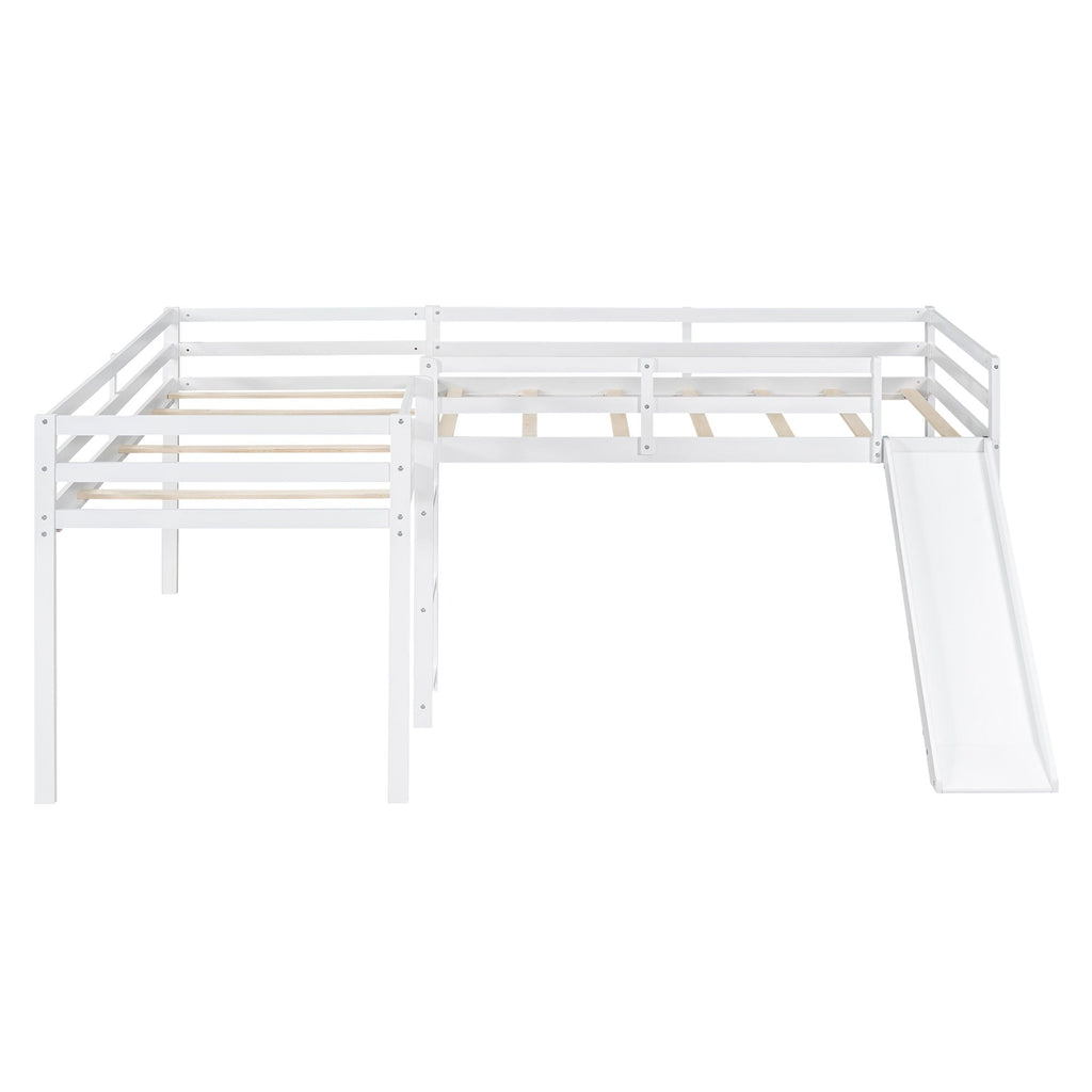 L Shaped Loft Bed With Ladder And Slide
