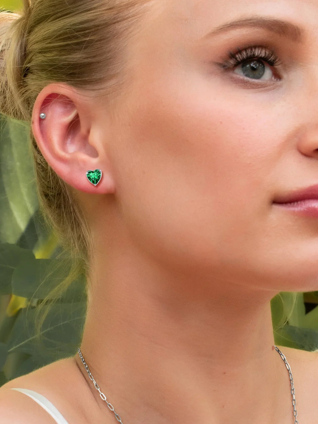 Silver Earrings for Women 925 Sterling Silver Heart Birthstone Stud Earrings Birthday Jewelry Gift