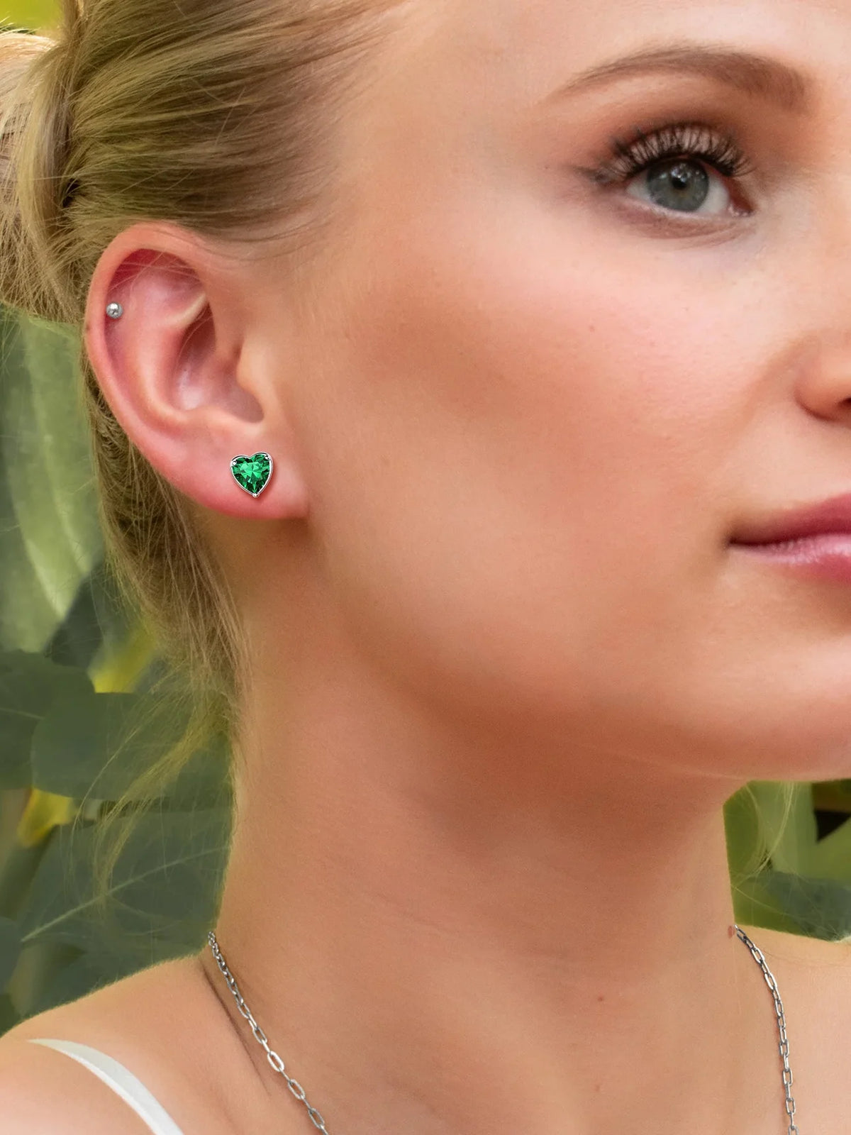 Silver Earrings for Women 925 Sterling Silver Heart Birthstone Stud Earrings Birthday Jewelry Gift