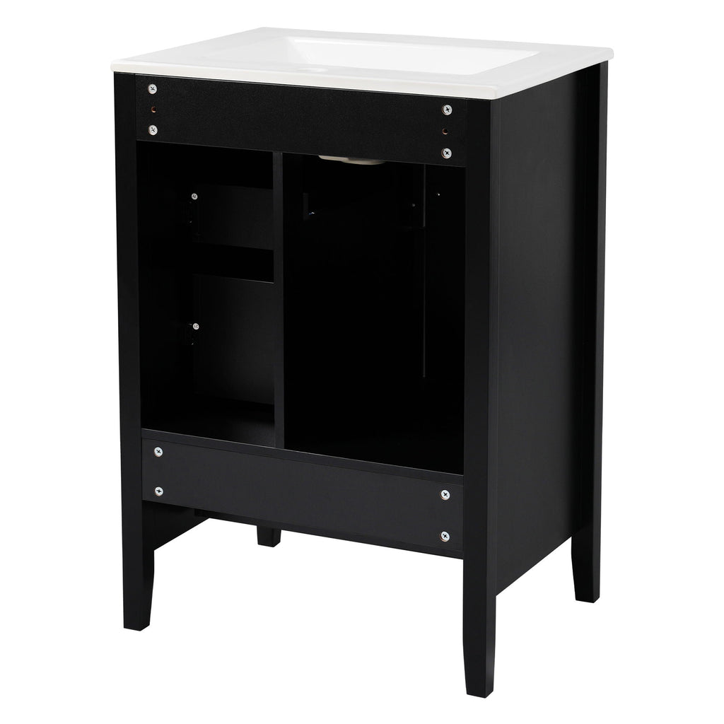 Retro Bathroom Vanity With Sink, Soft Closing Cabinet & Drawers