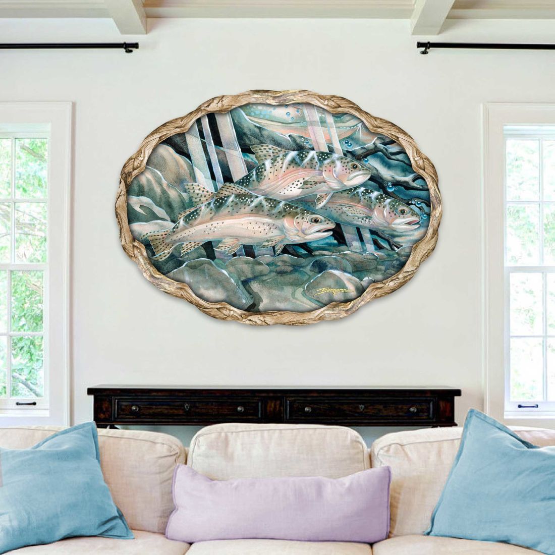 Catch the Rainbow Trout Wildlife Wall Art - J. Bergsma - Wildlife Holiday Decor - 8591674W-JB