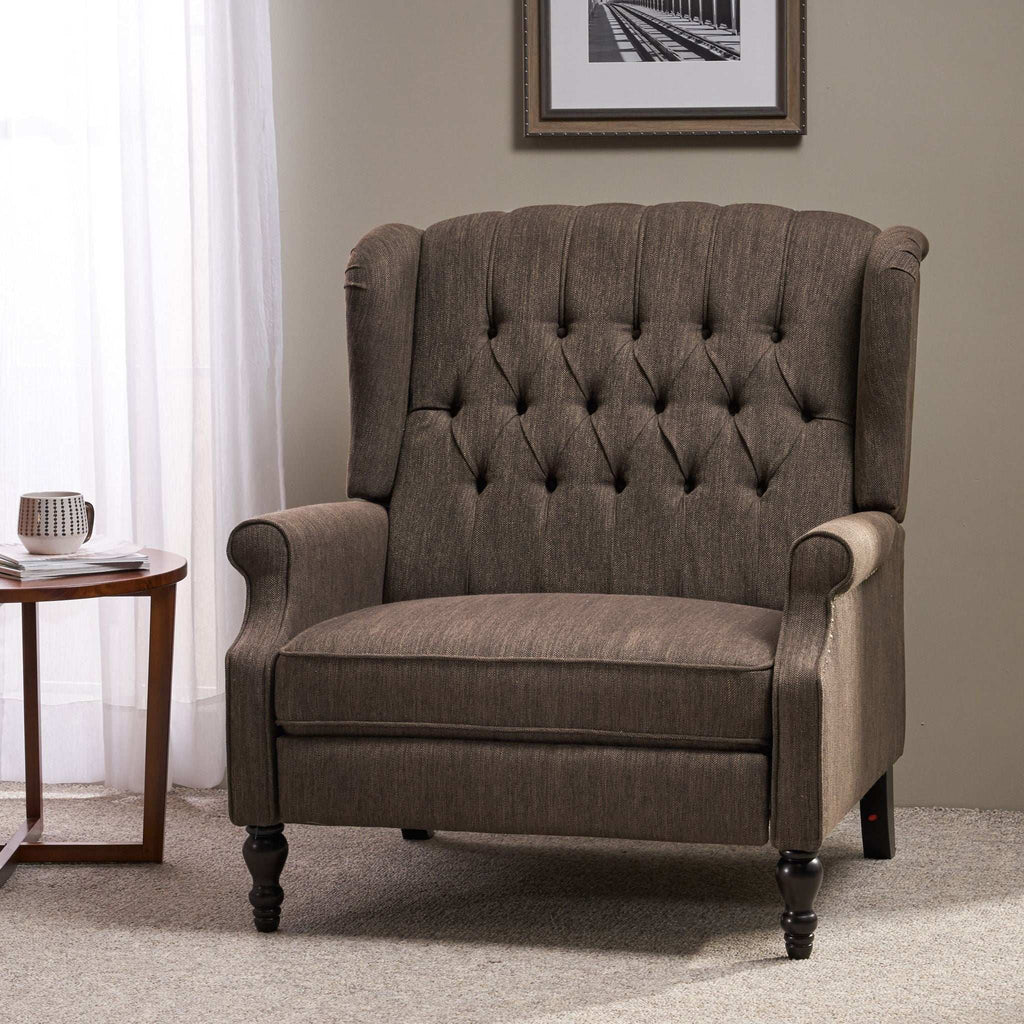 Dunham Contemporary Fabric Tufted Oversized Pushback Recliner