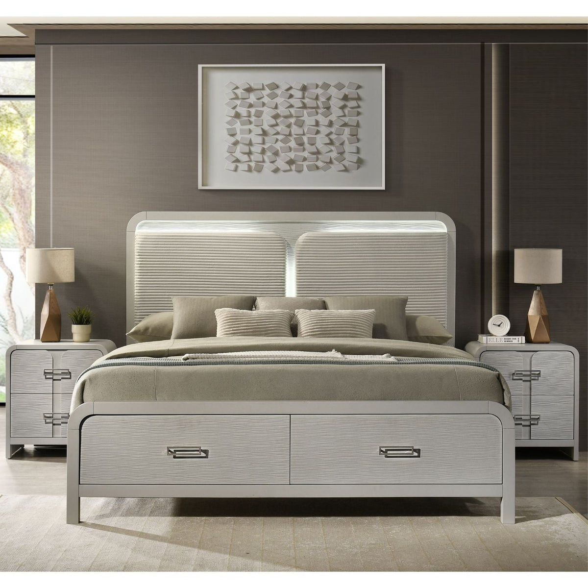 Aria - 2 Drawer Nightstand - Beige