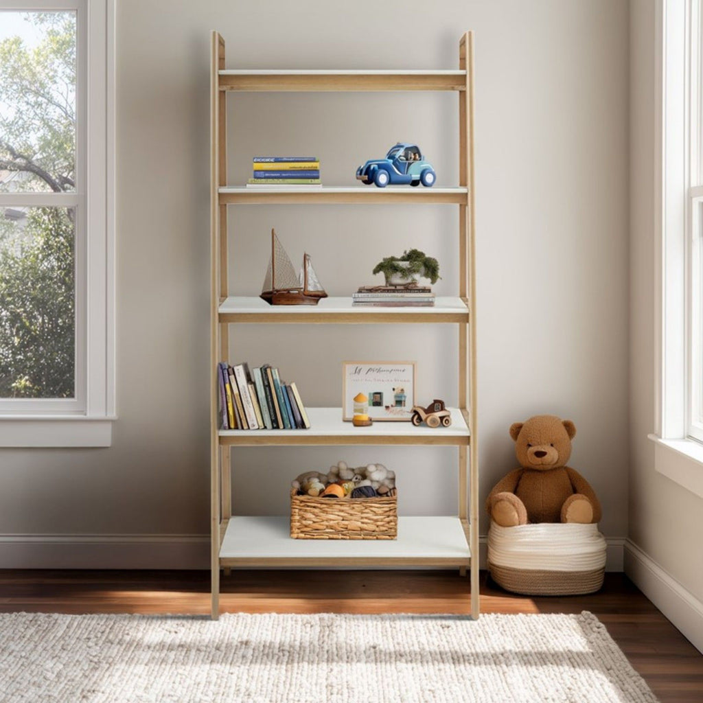 Parker - Bookcase With 5 Shelves - Off White / Natural