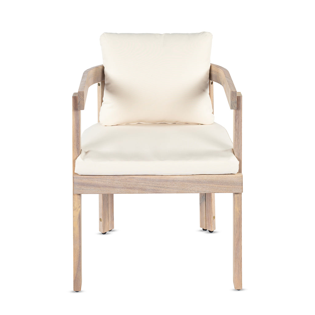 7 Pieces Acacia Wood Outdoor Dining Set with Cream Cushions
