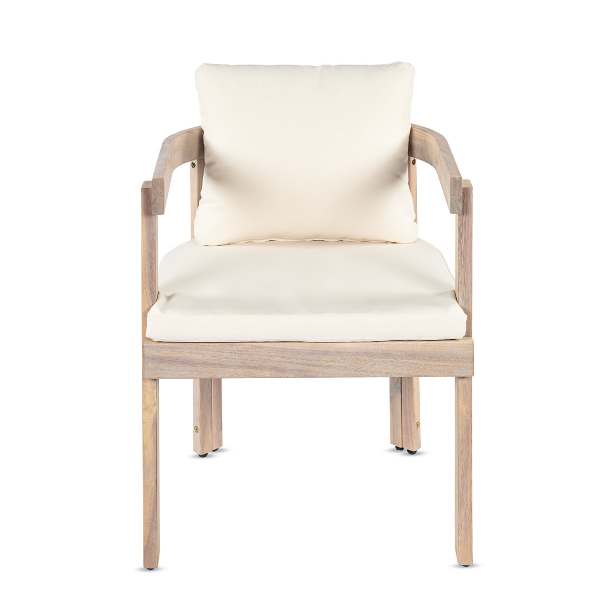 7 Pieces Acacia Wood Outdoor Dining Set with Cream Cushions