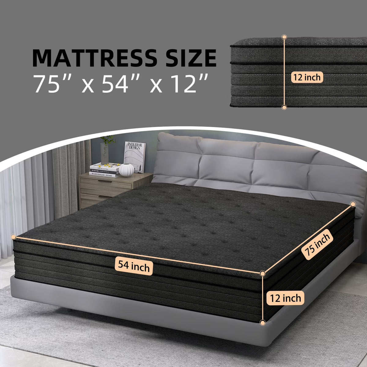 12 Inch Full Mattress,Hybrid Mattresses Medium Firm in a Box