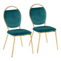 Keyhole - Contemporay / Glam Dining Chair (Set of 2) - Gold / Green