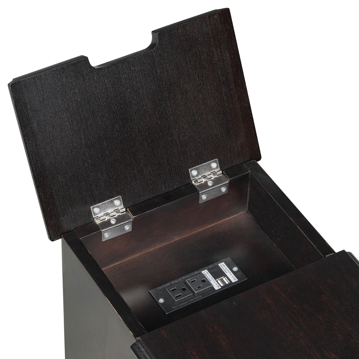 Vintage Flip Top Side Table With USB Ports