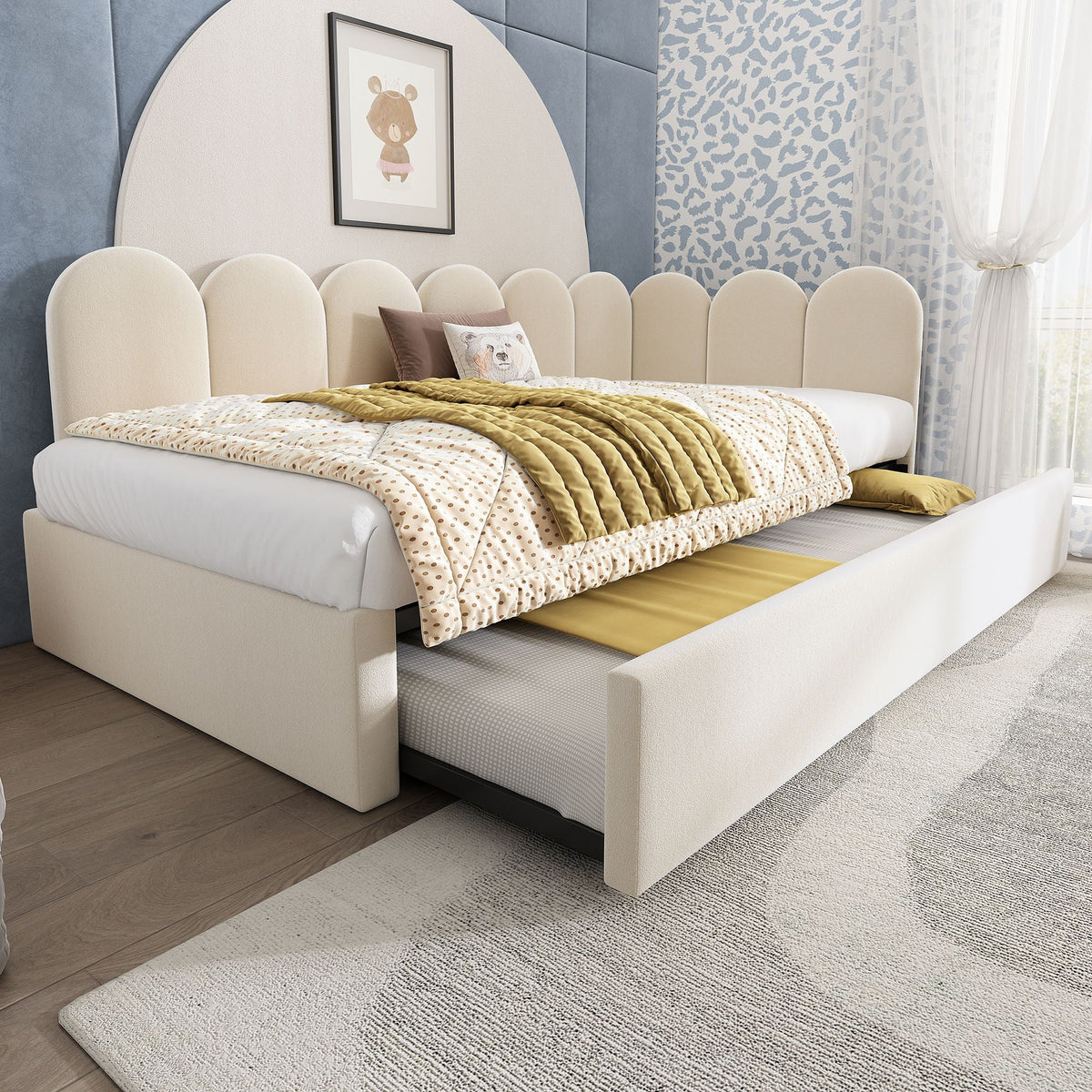 Upholstered Daybed With Metal Slatted Base