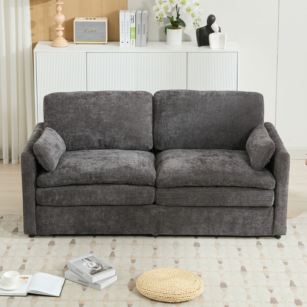 Cozy Upholstered Cushion Loveseat Sofa For Living Room