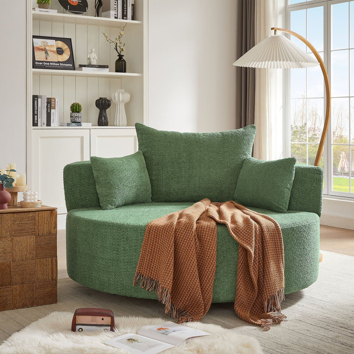 360° Swivel Accent Barrel Chair With 3 Removable Pillows For Living Room