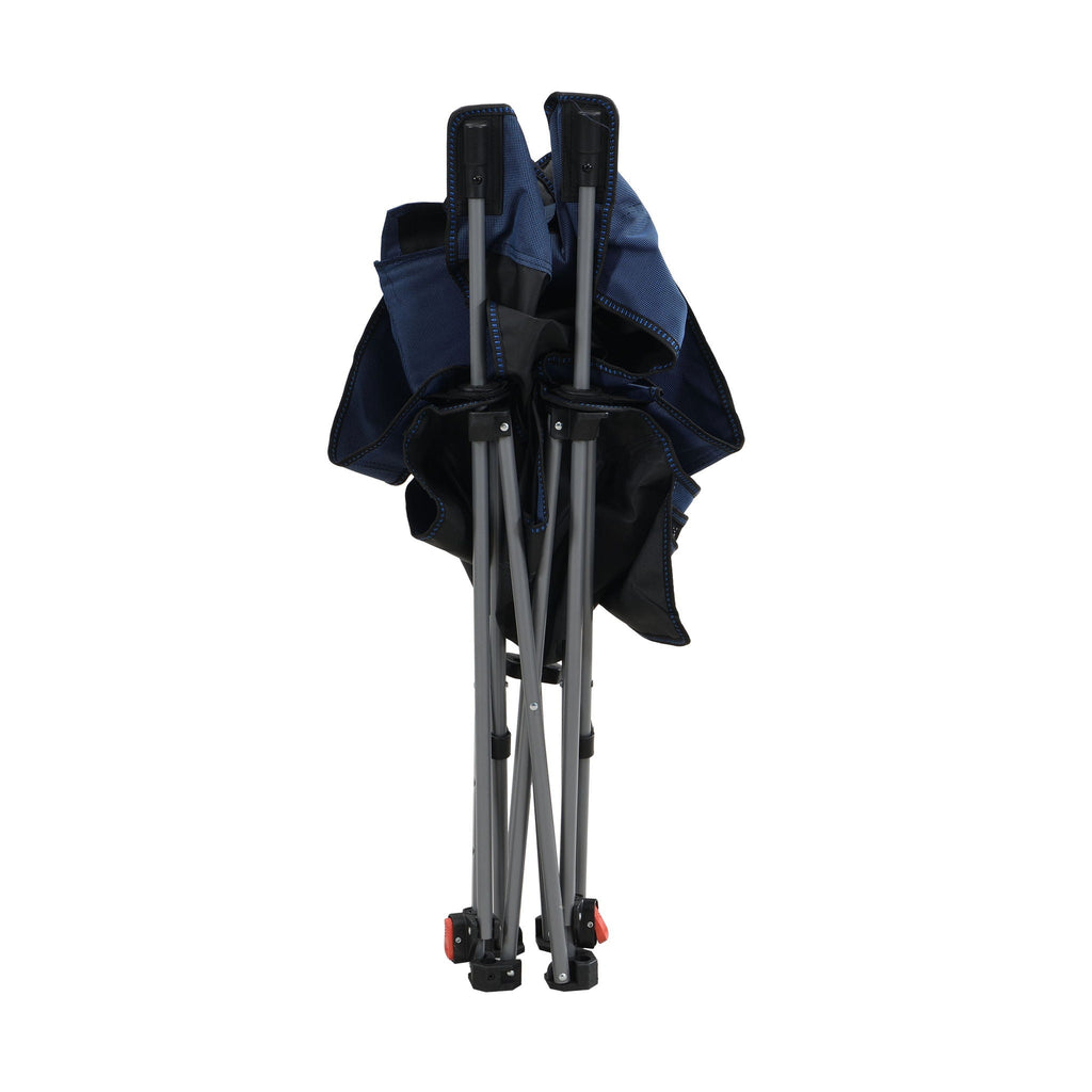 Outdoor Camping Chair With 3 Level Reclining, Side Pockets & Cup Holder, Folding With Carry Bag - Dark Blue