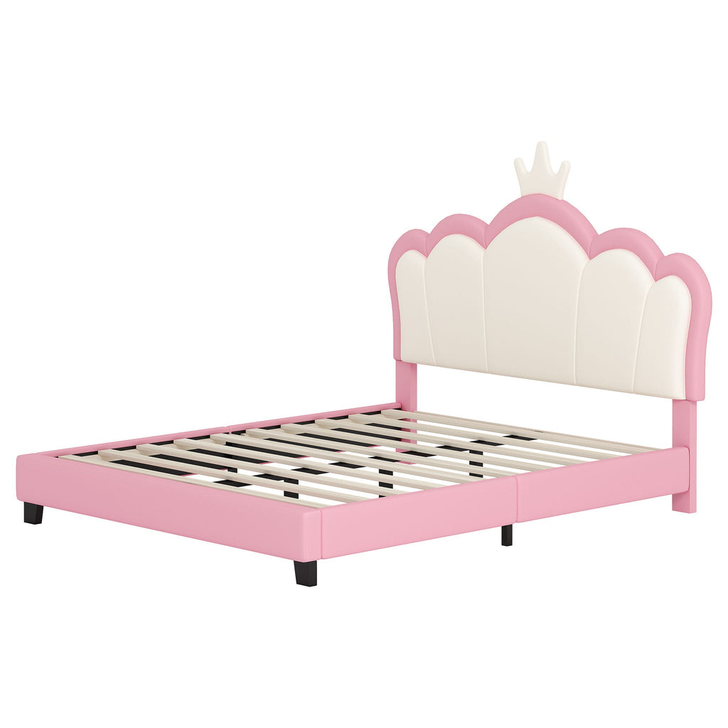 Upholstered Princess Platform Bed With Crown Headboard