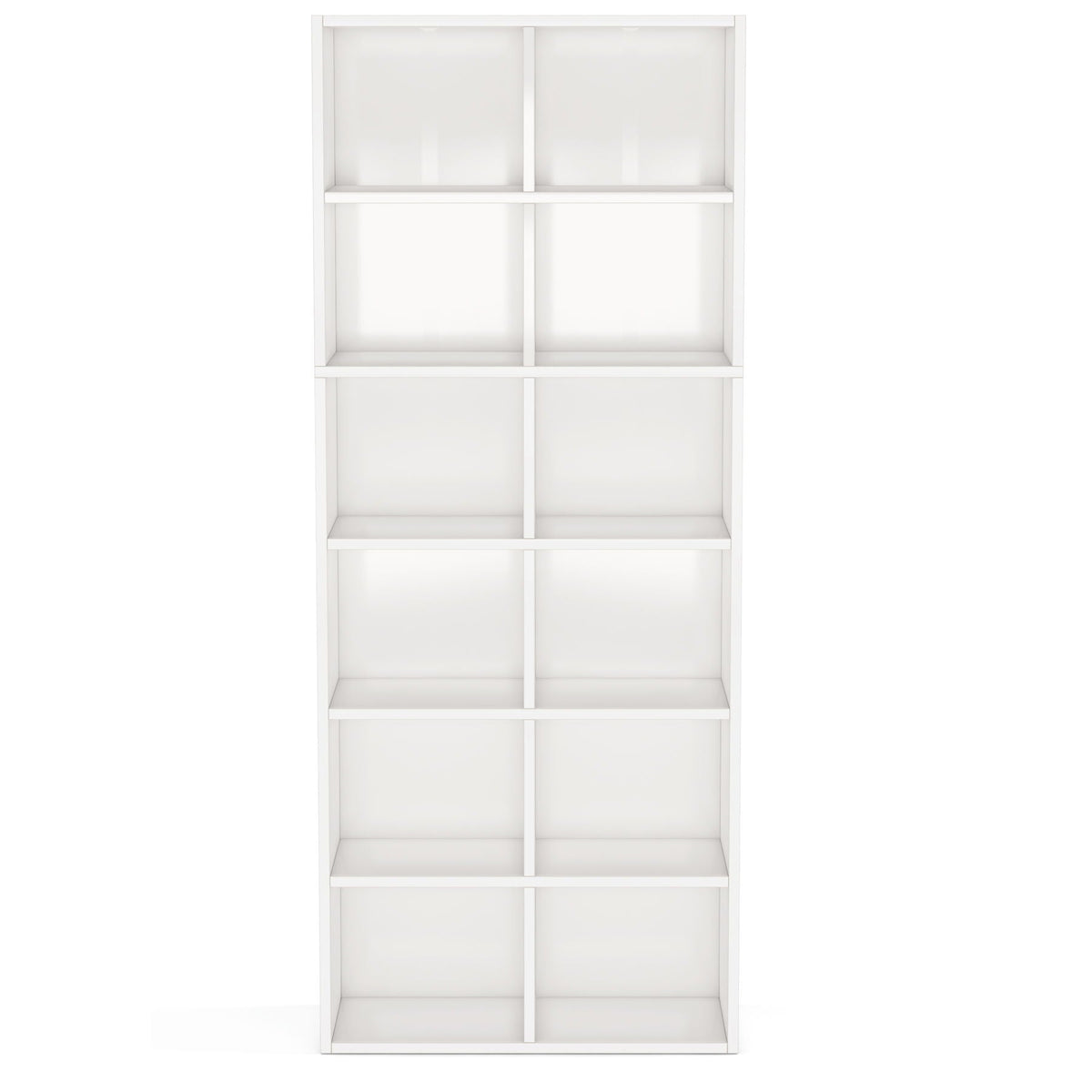 Narrow 12 Cube Bookcase With Closed Back For Living Room - White