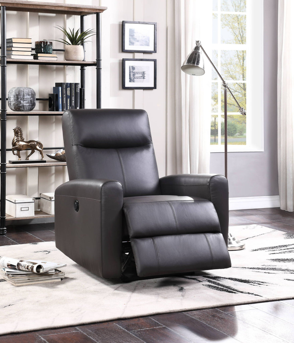 Blane Top Grain Leather Match Power Motion Recliner - Brown