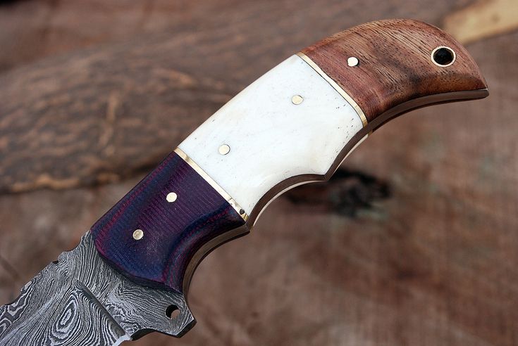 Custom Handmade Damascus Steel Hunting Knife with G10, Bone & Rosewood Handle – 9" | KBS Knives
