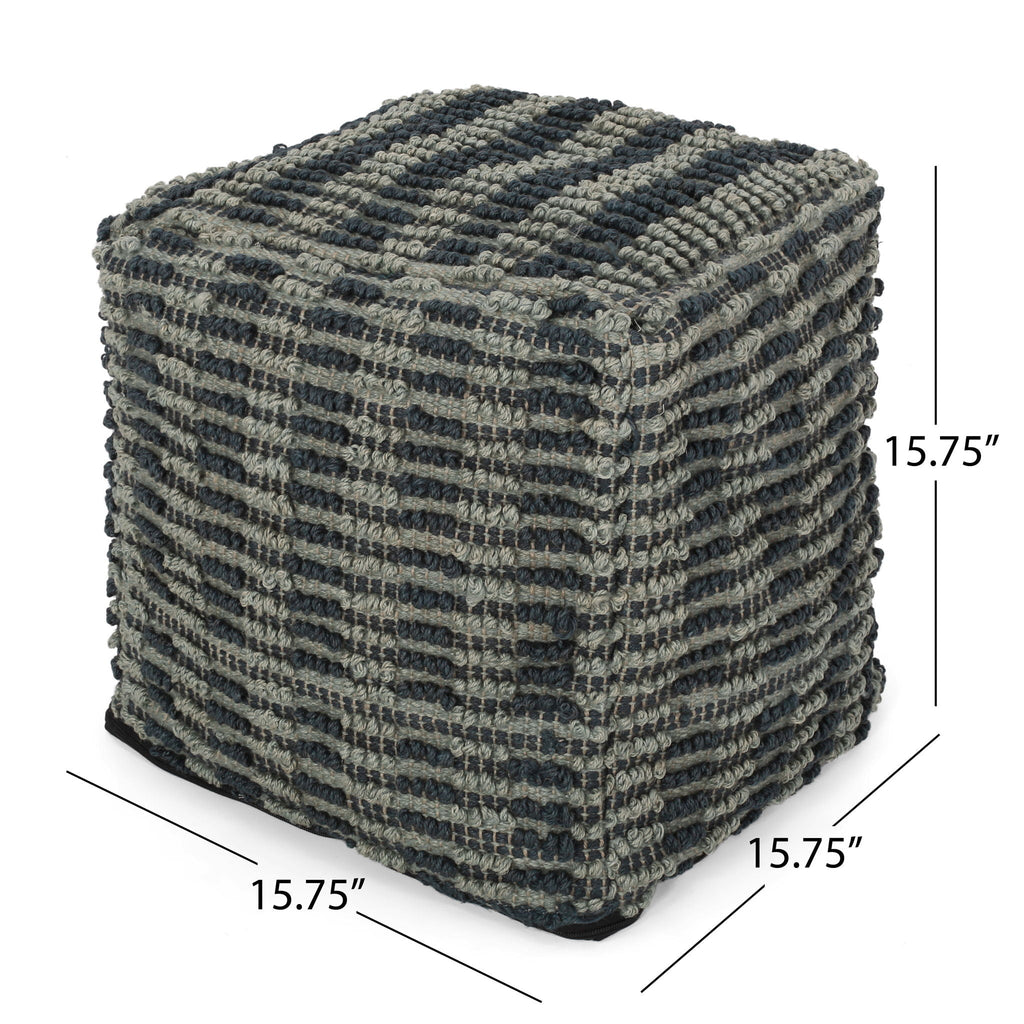Walle - Fabric Square Pouf Ottoman And Floor Cushion Teal - Blue