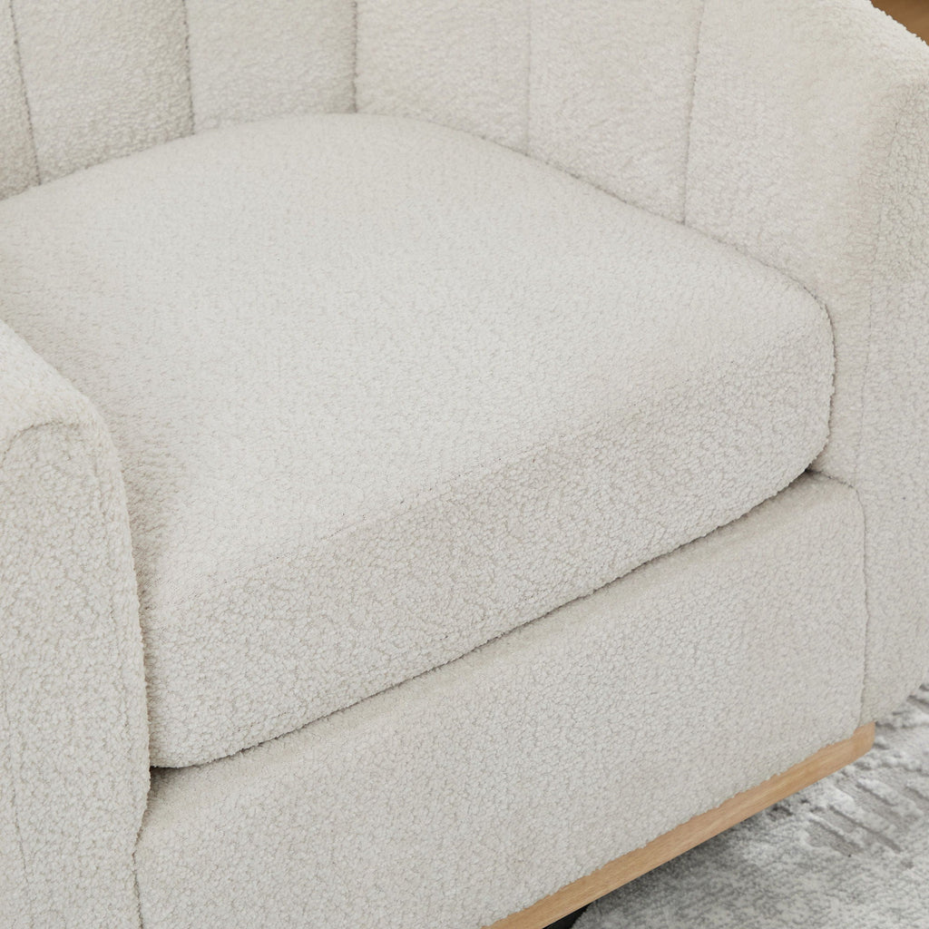 360 Degrees Swivel Upholstered Barrel Armchair For Living Room - Ivory