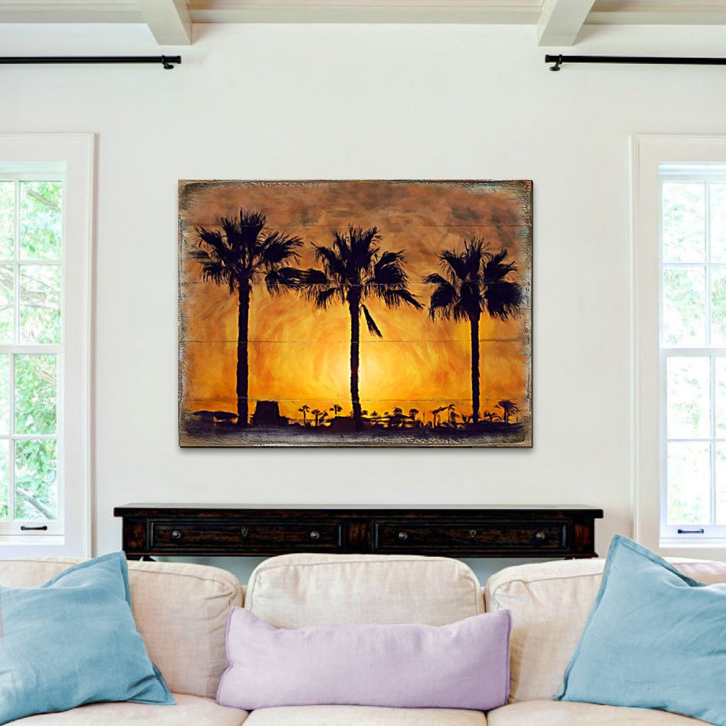 Spates Palm Trees in Sunset Wooden Wall Art by Nature Wonders - Nature Wildlife Decor  - 95275B