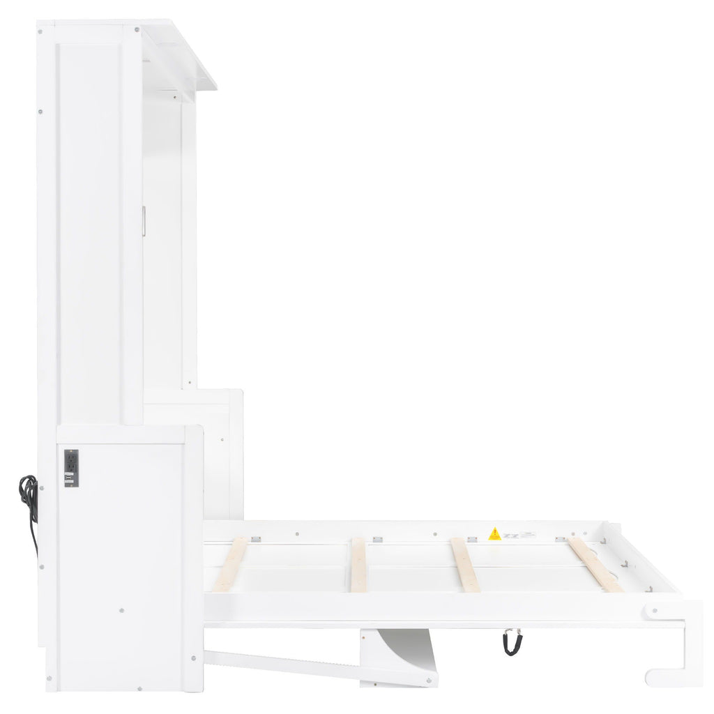 Murphy Bed With Desk, LED Lights & USB Charging Station