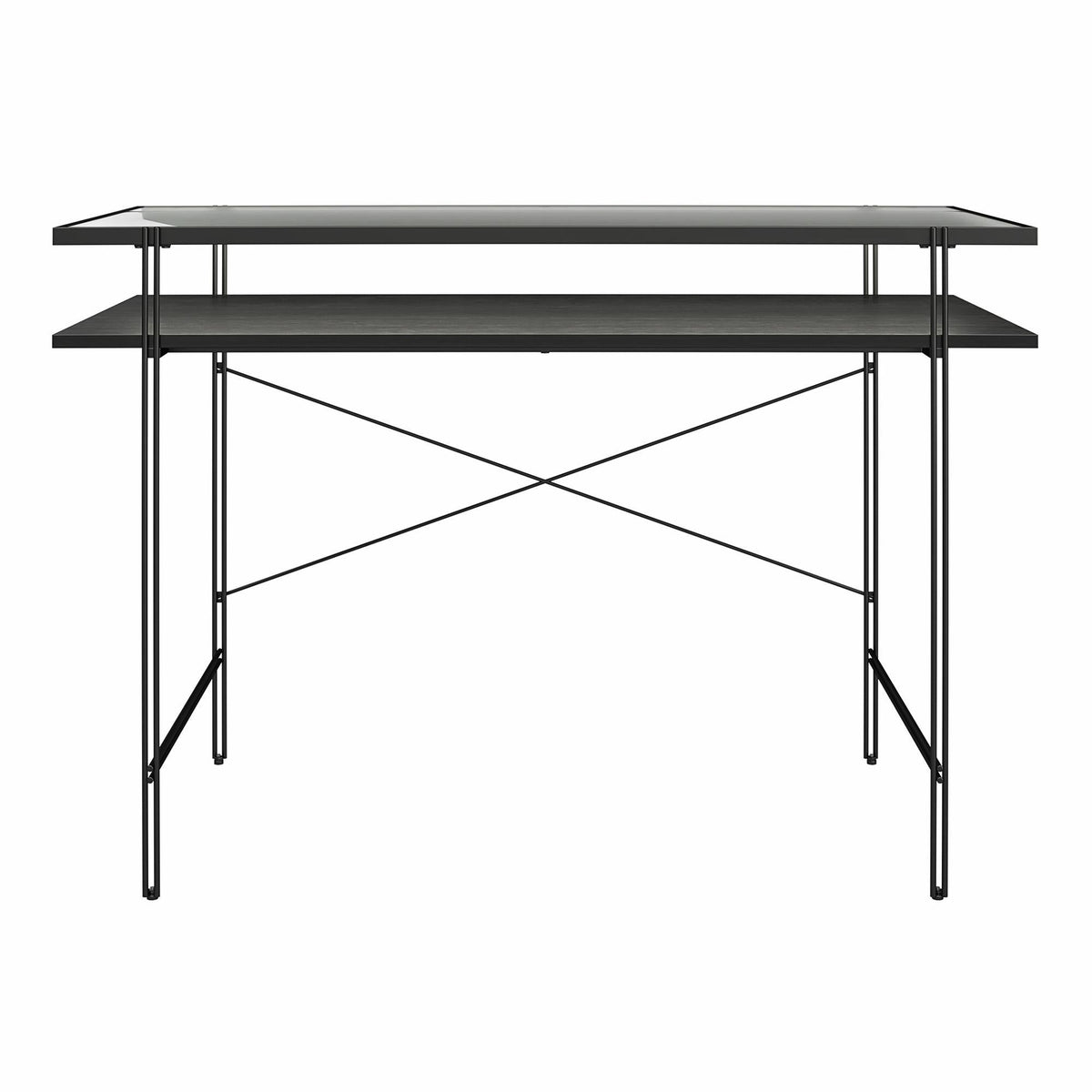 Vance - Computer Desk With Fluted Glass Desktop - Black