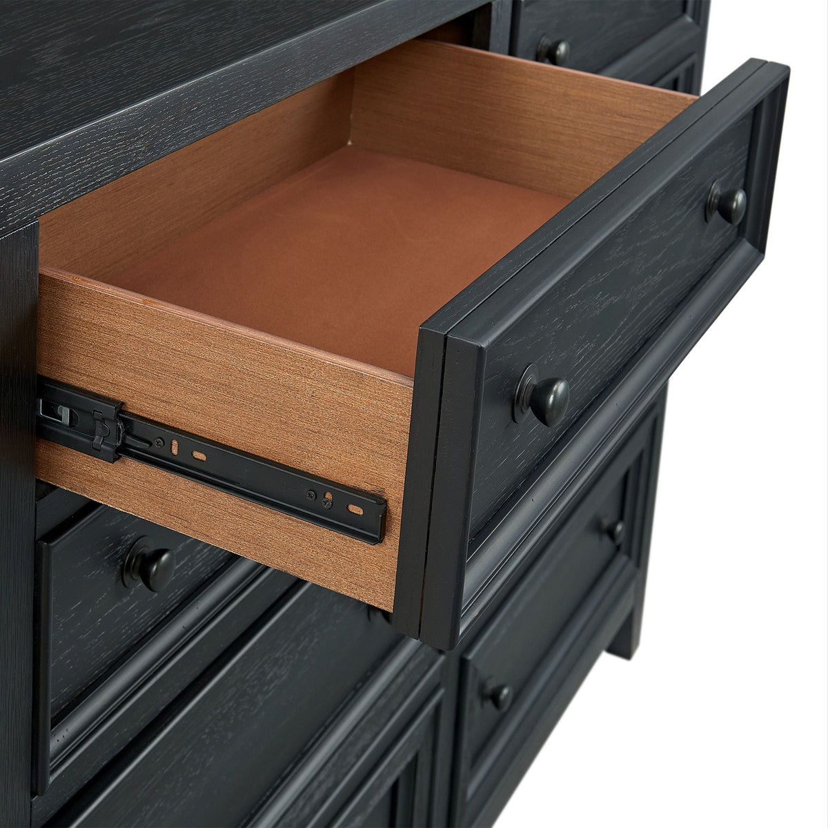 8 Drawer Dresser With Framed Fronts And Smooth Metal Glides