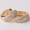 Women Hoop Earrings with Brilliant Cubic Zirconia Aesthetic Hollow Out Pattern Exquisite Female Earrings Wedding Jewelry