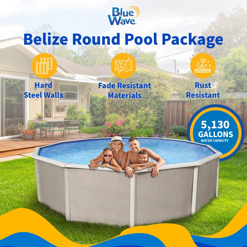 Belize round 52-In Deep 6-In Top Rail Swimming Pool Package