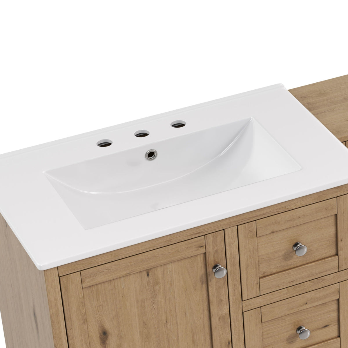 Double Sink Bathroom Vanity With Countertop, 2 Ceramic Sinks, 6 Drawers