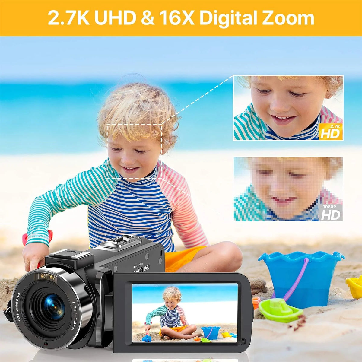 Videocámara 4K Para Youtube Vlogging Cámara Digital IPS 48MP 16X Zoom Digital Grabadora