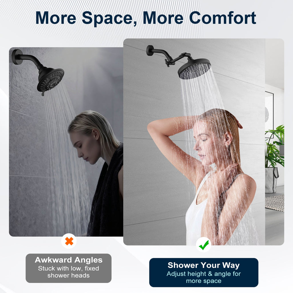 5 Inch Solid Brass Shower Arm Extender, Height & Angle Adjustable
