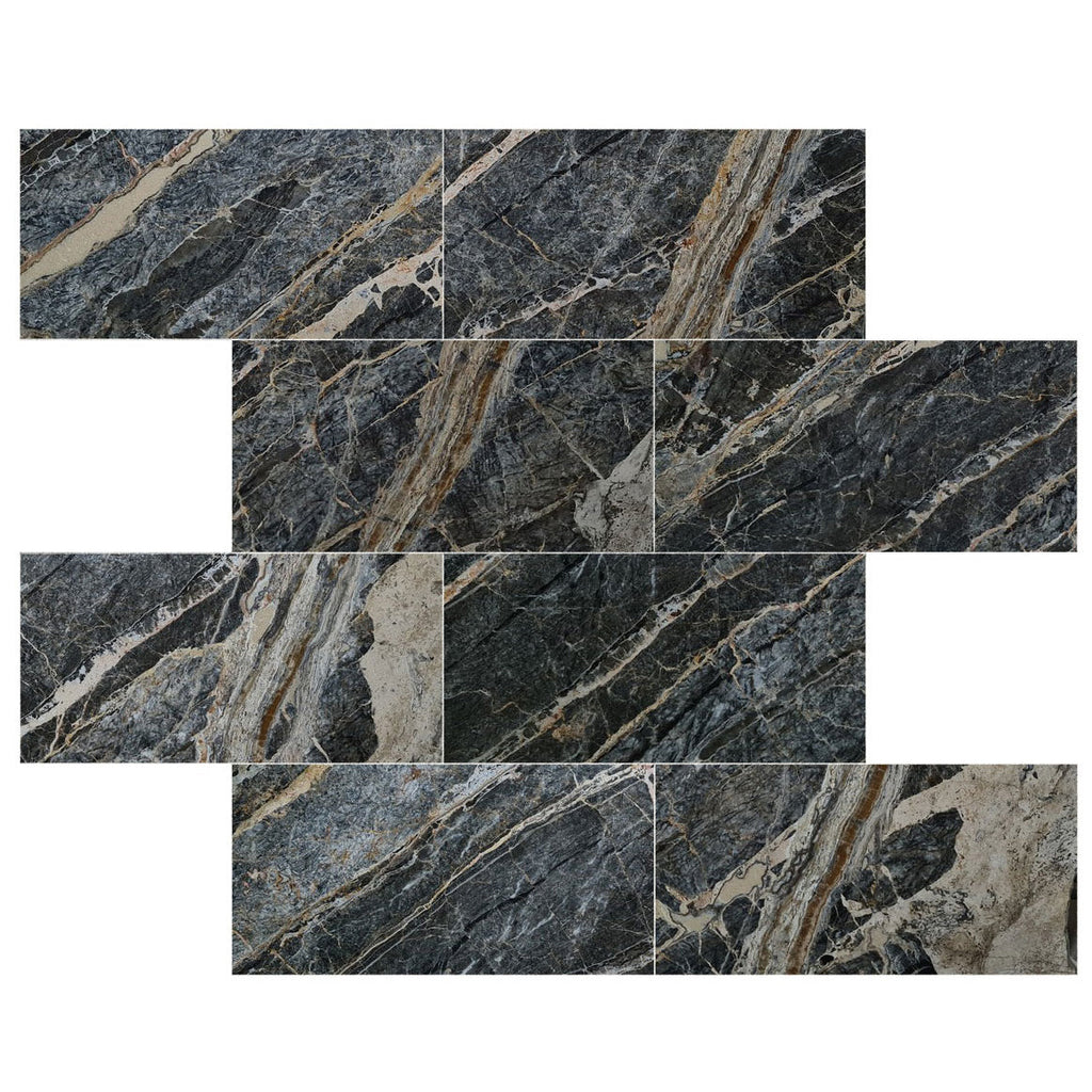 Adriatic Black Exotic Marble Polished Floor and Wall Tile - Large Format - Livfloors Collection