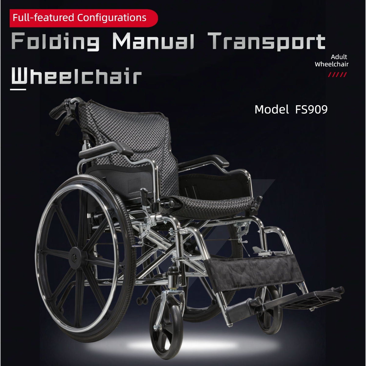 Heavy-Duty Manual Wheelchair for Adults with Double X Force Support