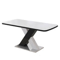 Rectangle Dining Table, Stretchable, Table Top With X Shape And Legs And Base - White / Black