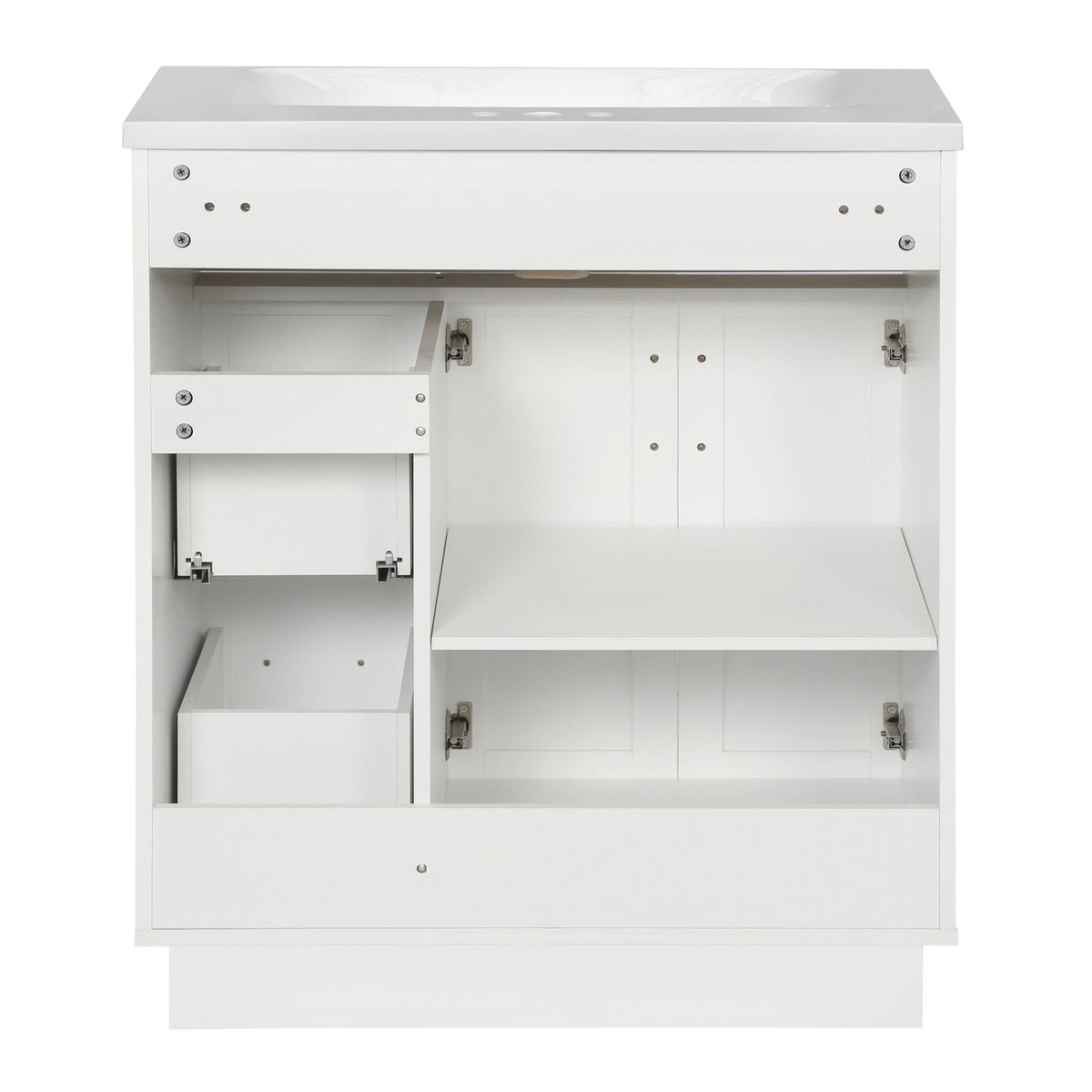 Bathroom Vanity With 2 Doors, 2 Drawers, Adjustable Shelf, Hidden Slides & Soft Close Hinges