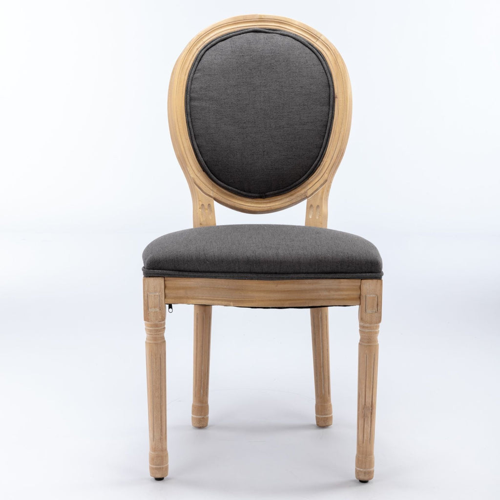 French Style Solid Wood Frame Antique Painting Fabric Back Dining Chair (Set of 2)