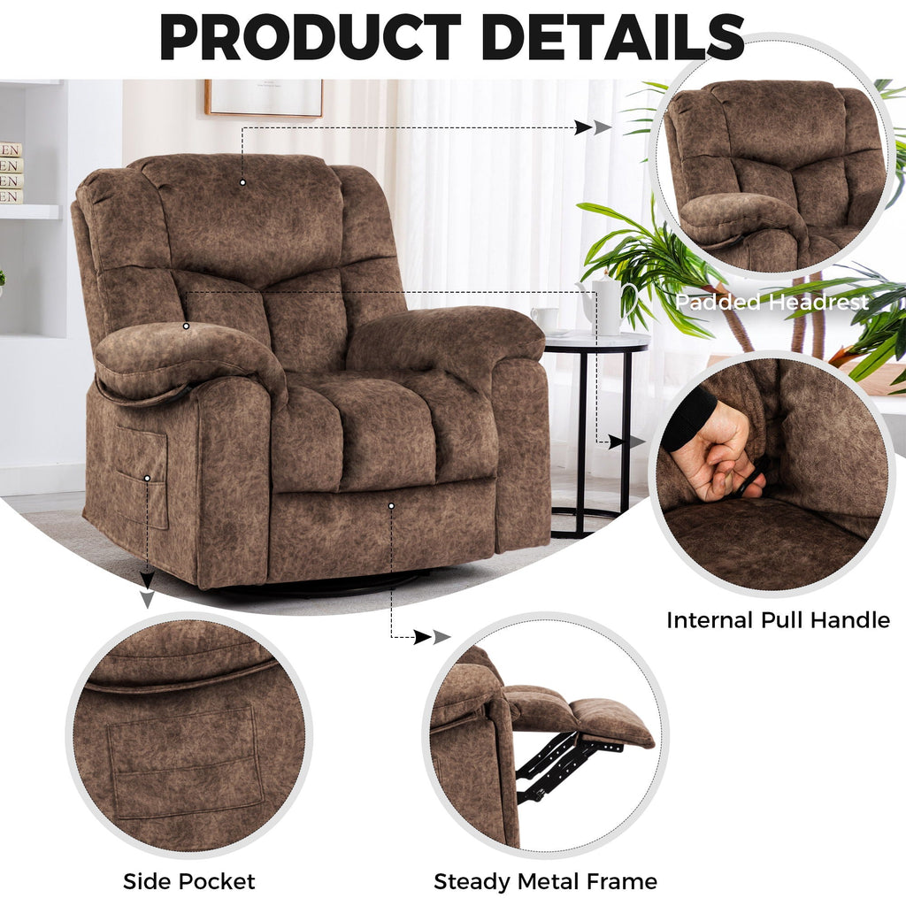 Swivel And Rocking Recliner Chair With Massage And Heating