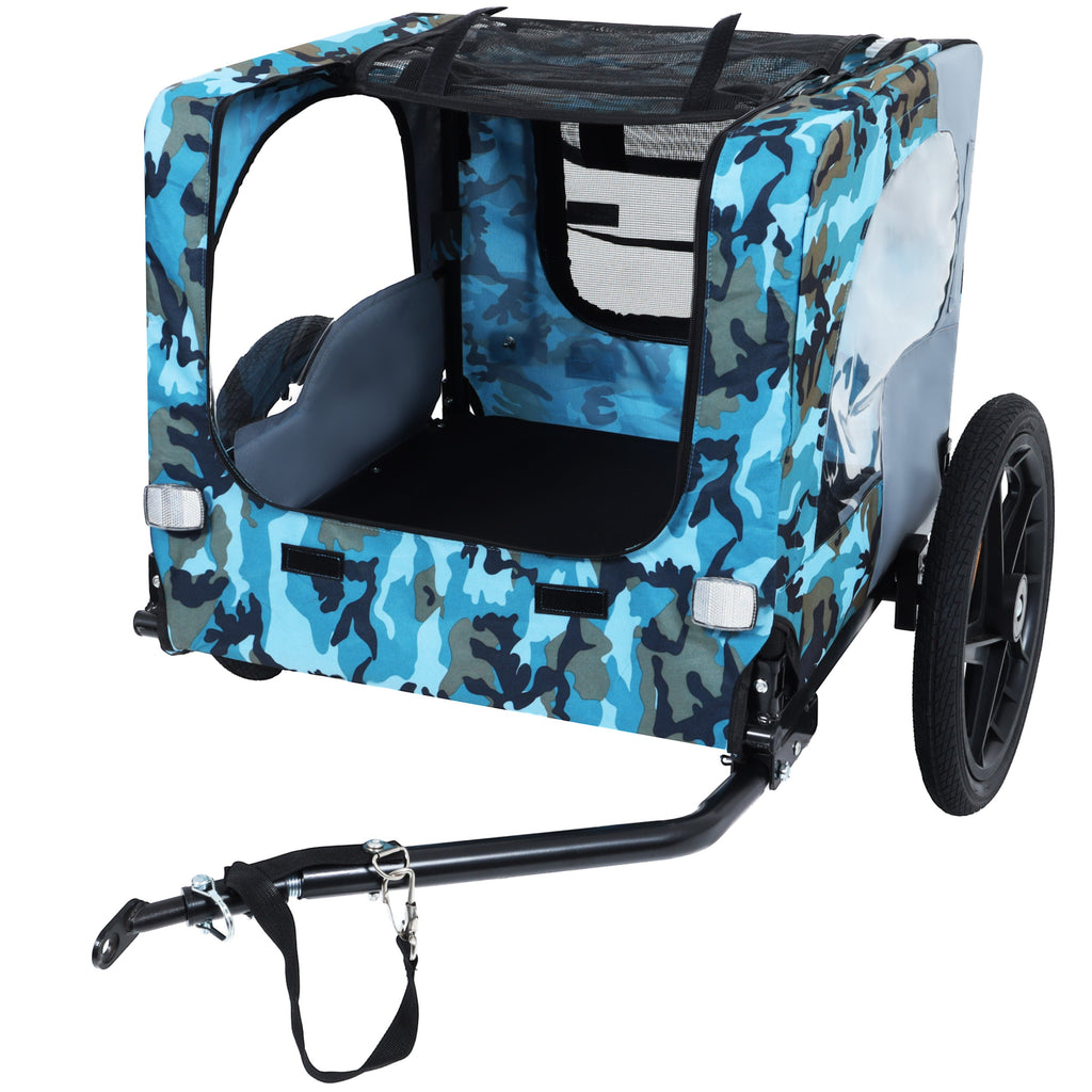 Outdoor Heavy Duty Collapsible Pet Bike Trailer with 16-Inch Wheels