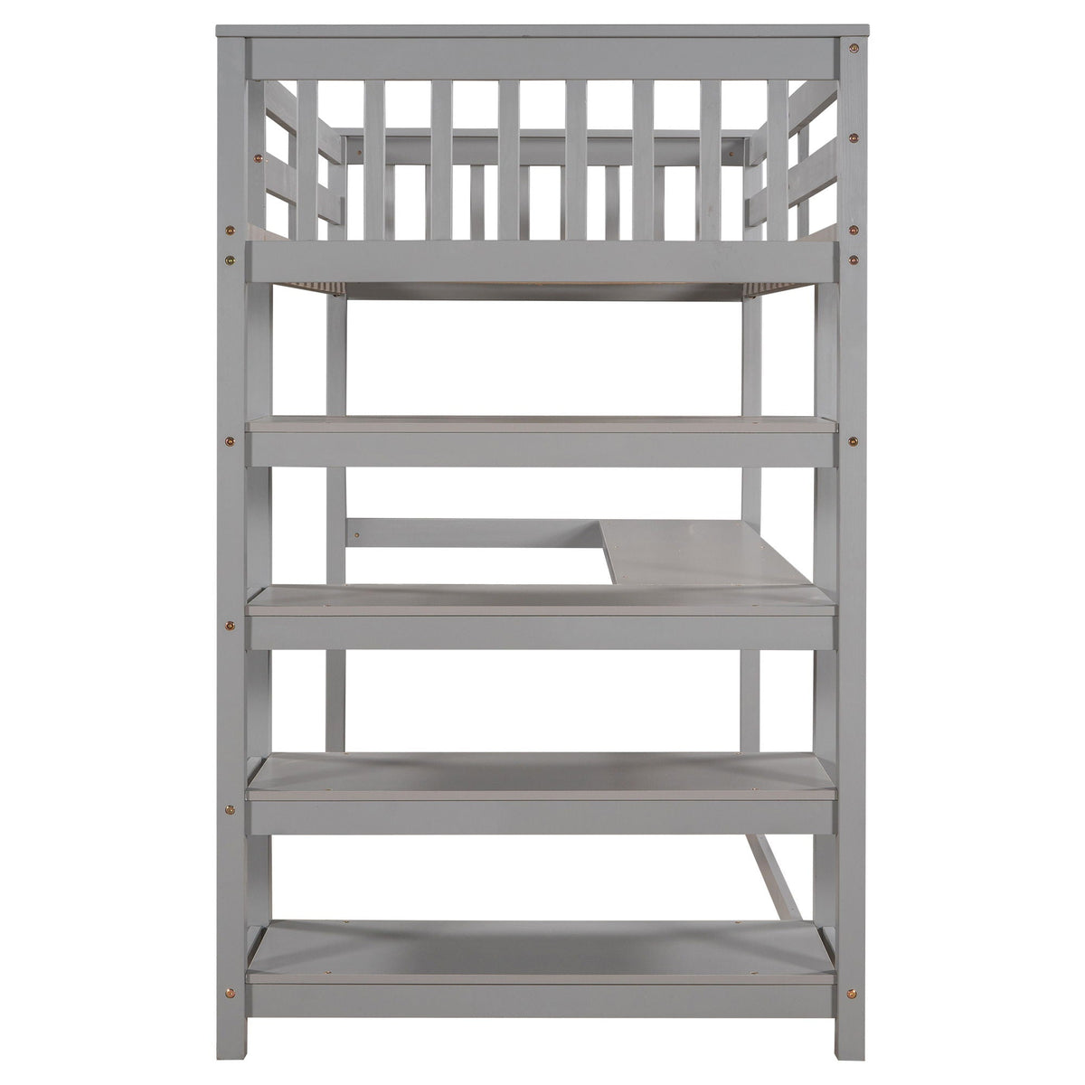 Loft Bed With Storage Shelves And Under Bed Desk