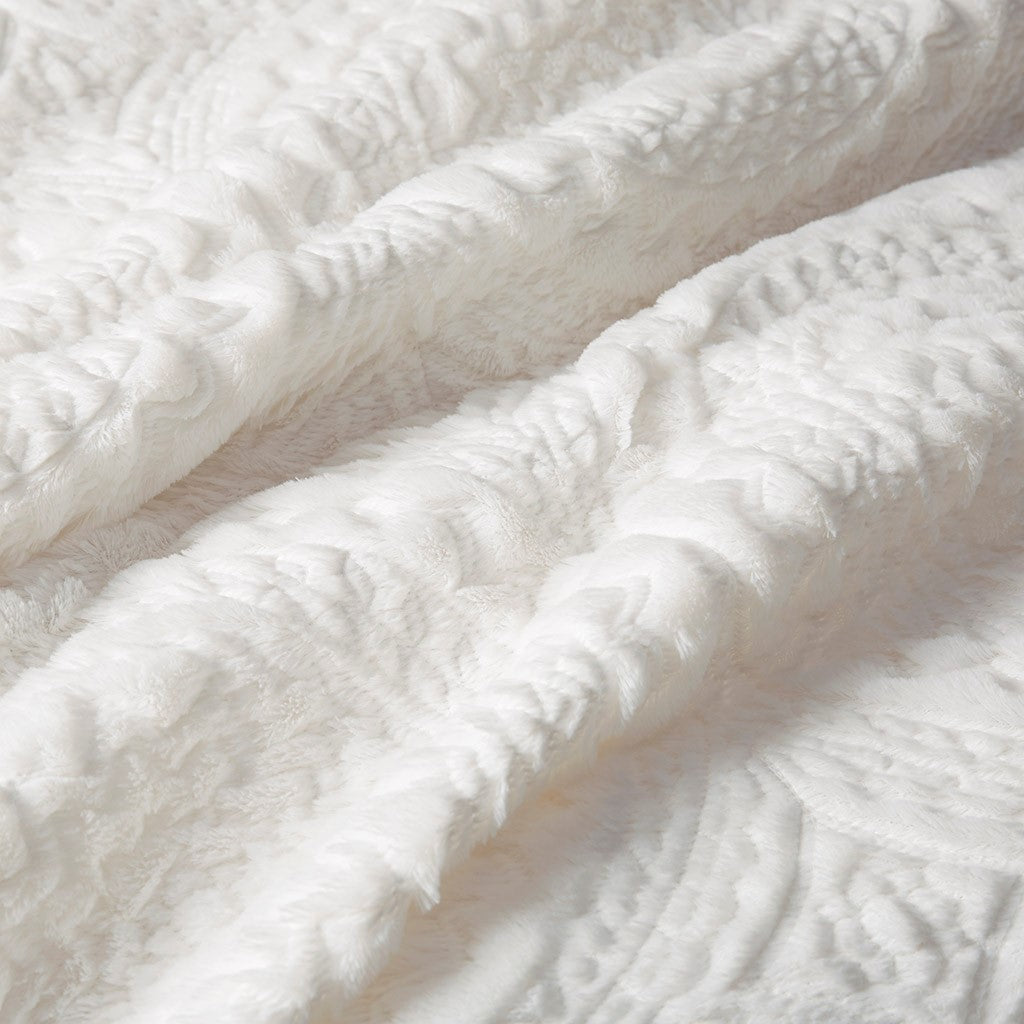 Full/Queen Embroidered Medallion Faux Fur Ultra Plush Comforter Mini Set