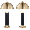 Leoch - Dome Shade Pillar Table Lamp Set With Dome - Black
