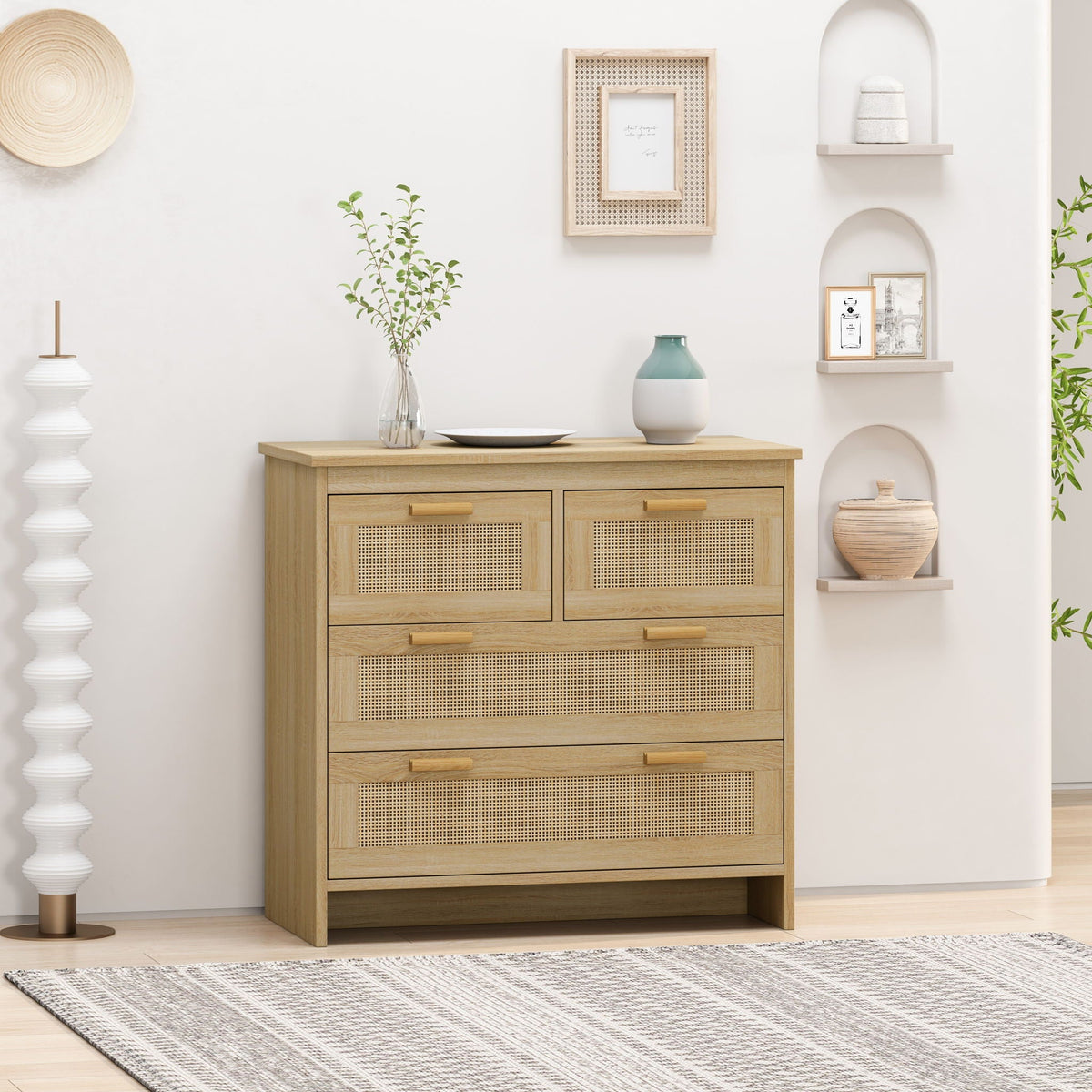 Cabinet With 4 Drawers For Bedroom - Natural