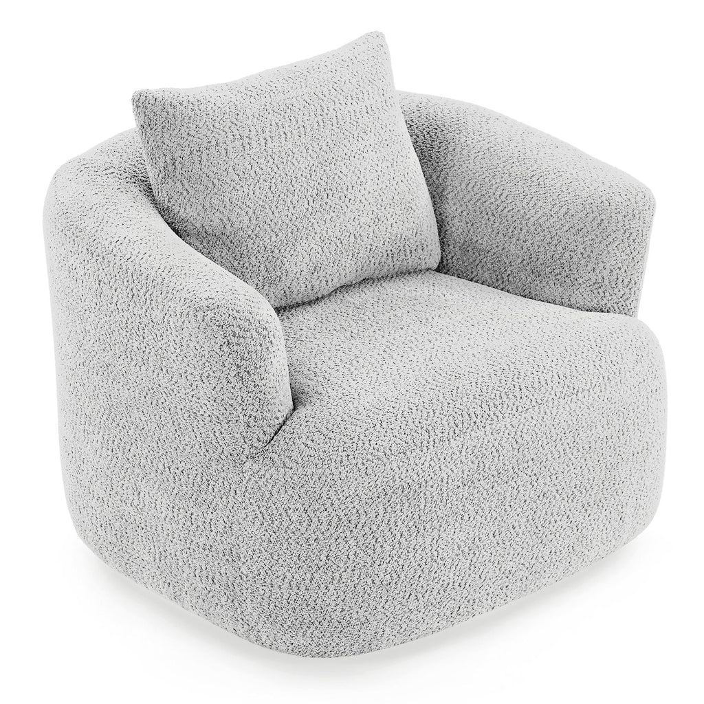 360° Swivel Barrel Sofa Chair With Throw Pillow, Upholstered Accent Chair
