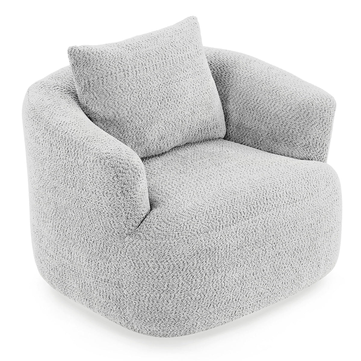 360° Swivel Barrel Sofa Chair With Throw Pillow, Upholstered Accent Chair