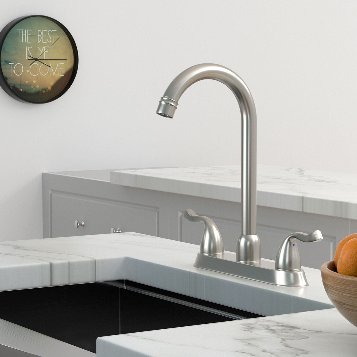 Stainless Steel Kitchen Sink Faucet With 2 Handles, 3 Hole Installation
