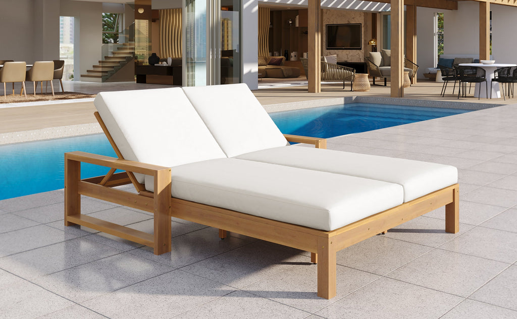 TREXM Outdoor Double Lounge Chair with 5-Position Adjustable Backrest