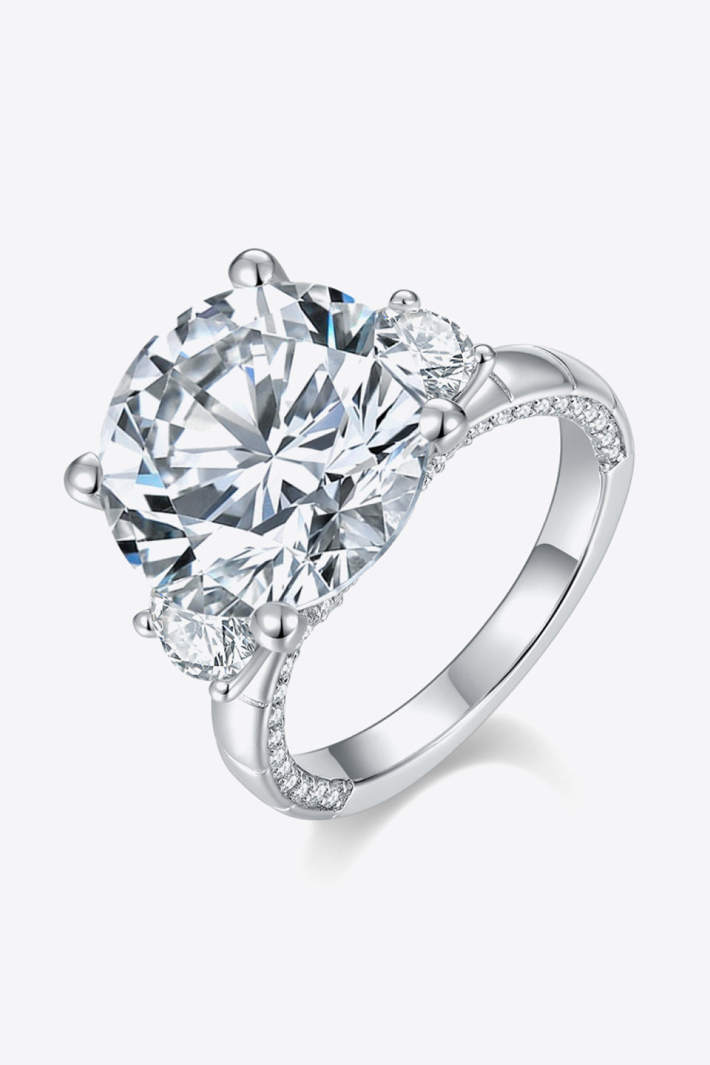 8.6 Carat Brilliant Round Cut Sparkala™ 3 stone Ring (Platinum Over Pure Sterling Silver)